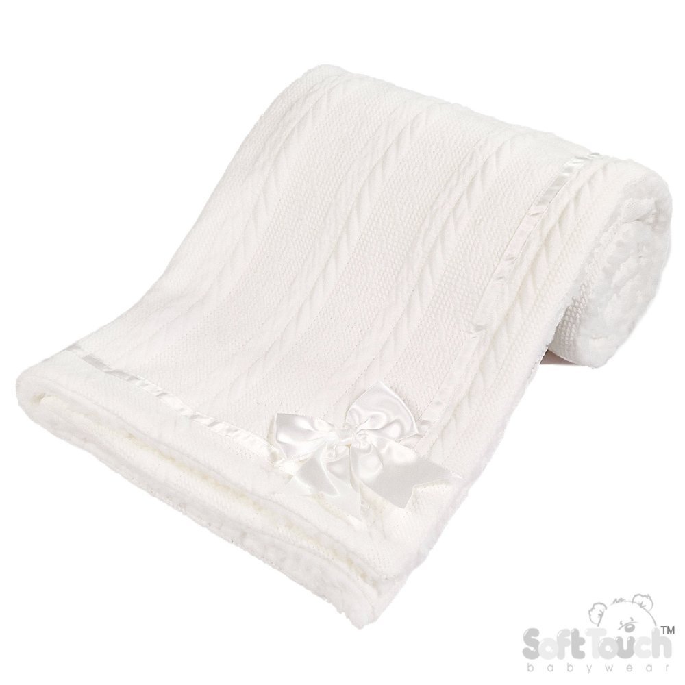 FBP202-W: White Chevron Cable Knit Wrap w/Bow FBP202-W: White Chevron Cable Knit Wrap w/Bow